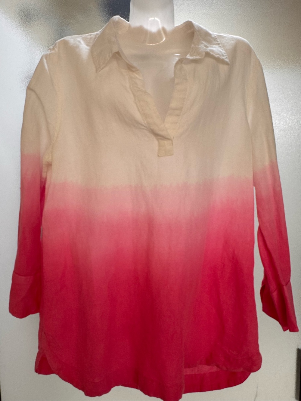 Vineyard Vines White to Pink Ombre Popover Tunic